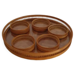Plateau et sous verres en bambou et cannage