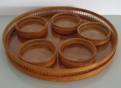 Plateau et sous verres en bambou et cannage