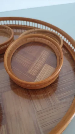 Plateau et sous verres en bambou et cannage