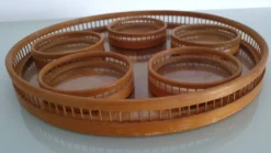 Plateau et sous verres en bambou et cannage