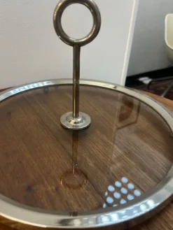 Plateau à fromage en verre et chrome - 1960