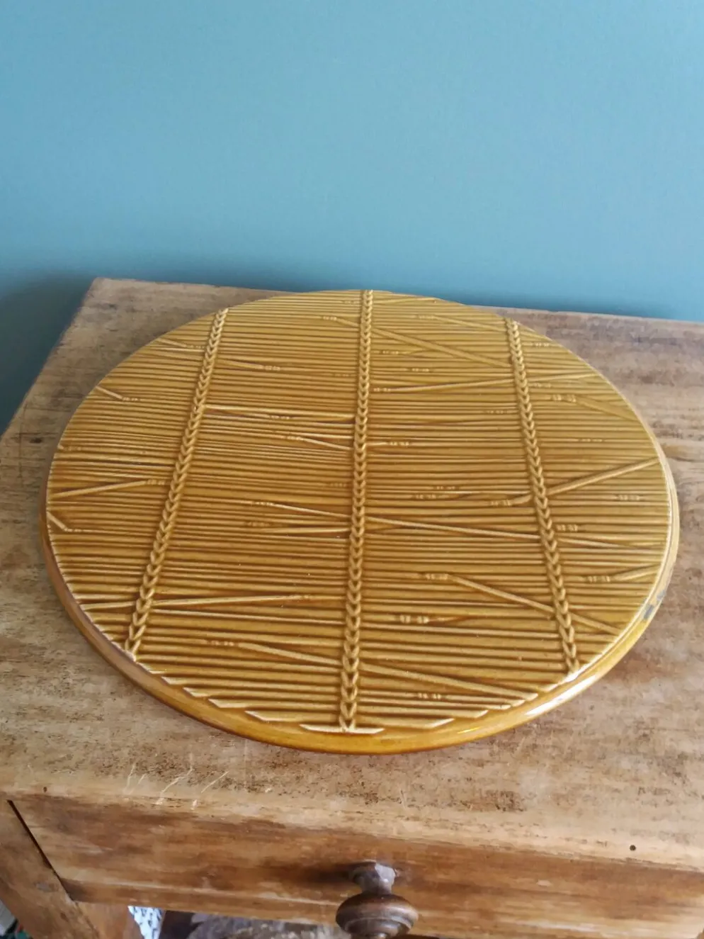 Plateau à fromages Gien décor paille osier