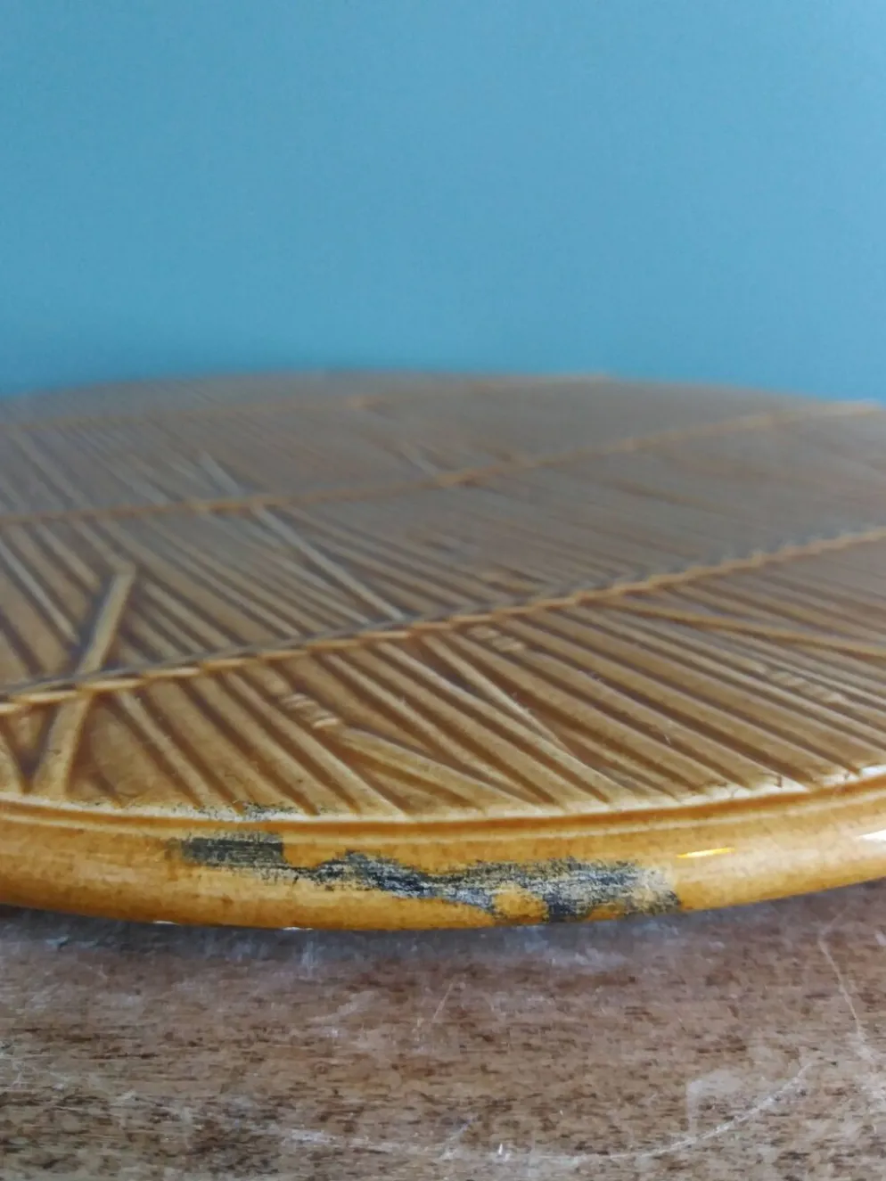 Plateau à fromages Gien décor paille osier