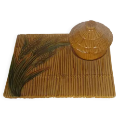 Plateau à fromage Vallauris avec cloche – décor épis de blé