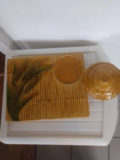 Plateau à fromage Vallauris avec cloche – décor épis de blé