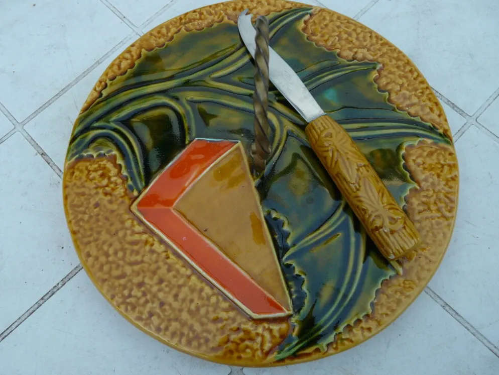 Plateau à fromage vintage avec couteau signé Vallauris MFPP numéroté