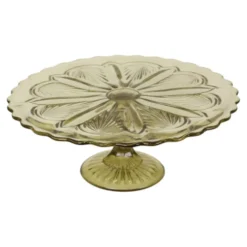 Plateau à gâteau/pâtisserie en verre pressé Art Déco 27 cm