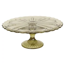 Plateau à gâteau/pâtisserie en verre pressé Art Déco 27 cm