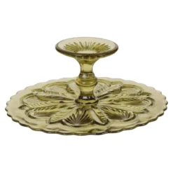 Plateau à gâteau/pâtisserie en verre pressé Art Déco 27 cm