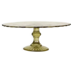 Plateau à gâteau/pâtisserie en verre pressé Art Déco 27 cm