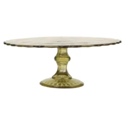 Plateau à gâteau/pâtisserie en verre pressé Art Déco 27 cm