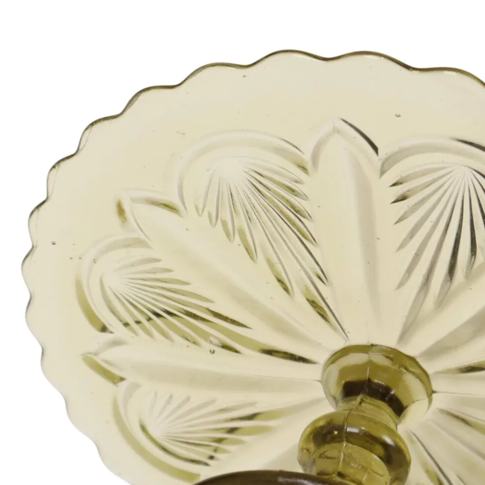 Plateau à gâteau/pâtisserie en verre pressé Art Déco 27 cm