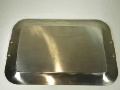 Plateau inox et métal doré - années 80