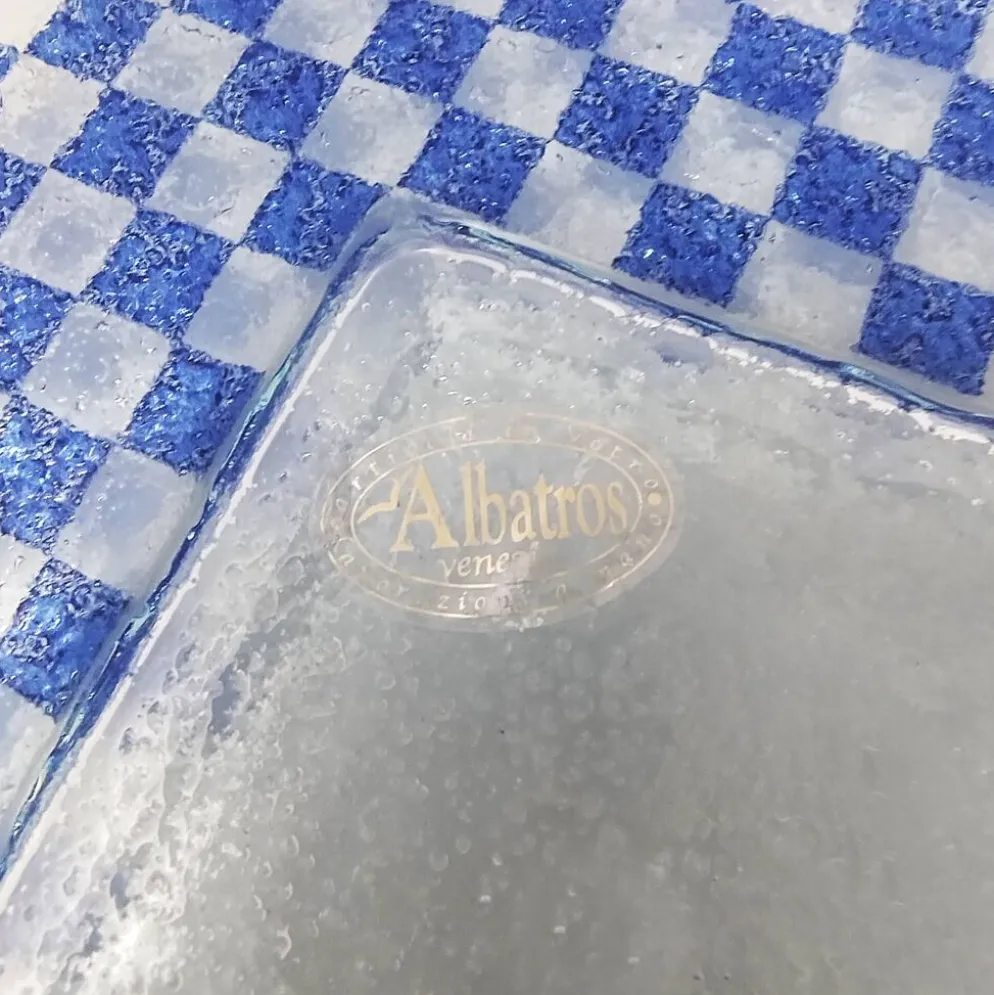 Plateau italien étonnant des années 1970 par Albatros en verre de Murano.