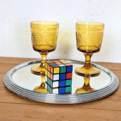 Plateau miroir argenté