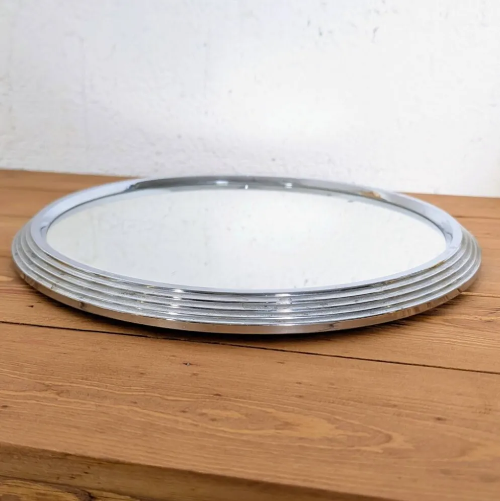 Plateau miroir argenté