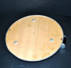 Plateau miroir art déco en métal chromé et bois 1930