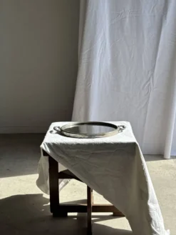 Plateau miroir circulaire à deux anses H3,5 D48