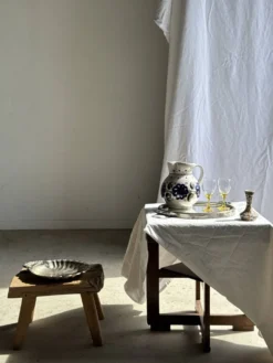 Plateau miroir circulaire à deux anses H3,5 D48