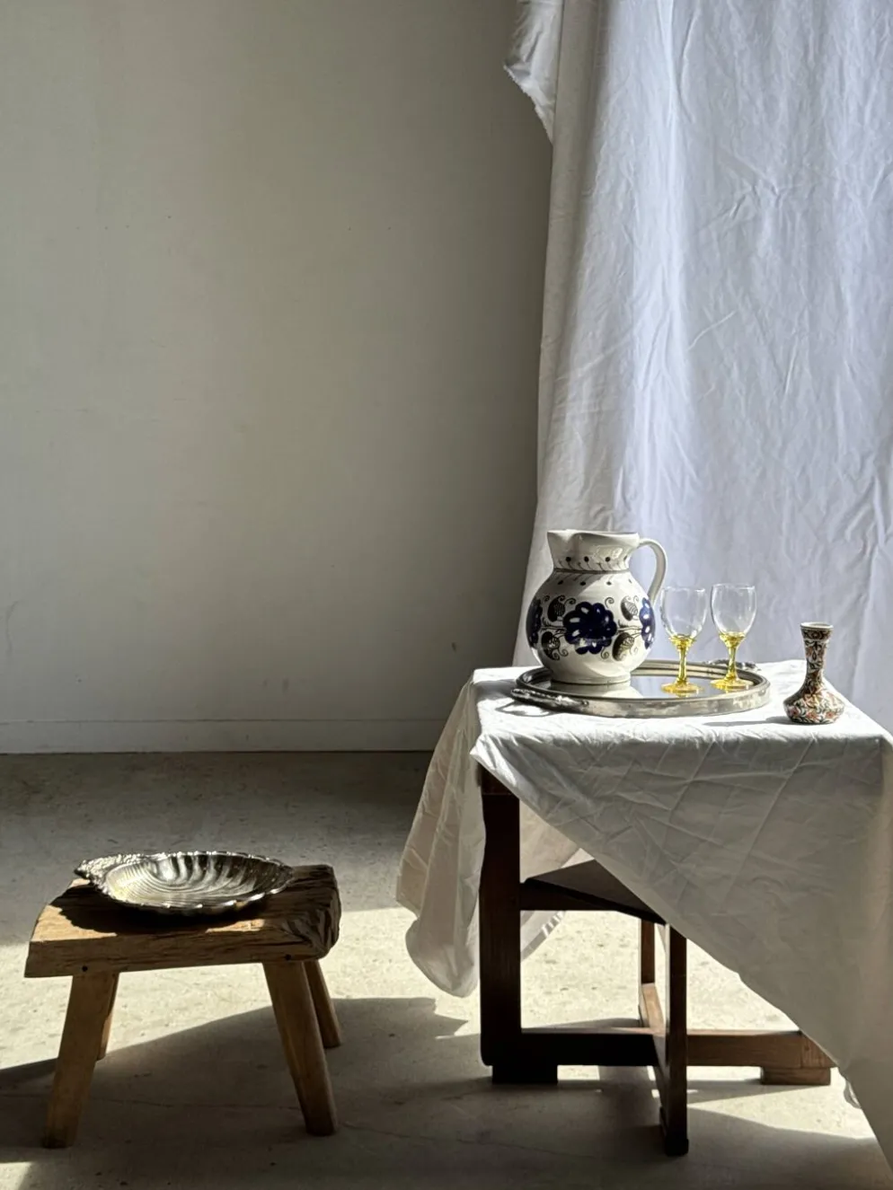 Plateau miroir circulaire à deux anses H3,5 D48