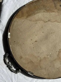 Plateau miroir circulaire à deux anses H3,5 D48