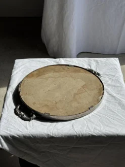 Plateau miroir circulaire à deux anses H3,5 D48