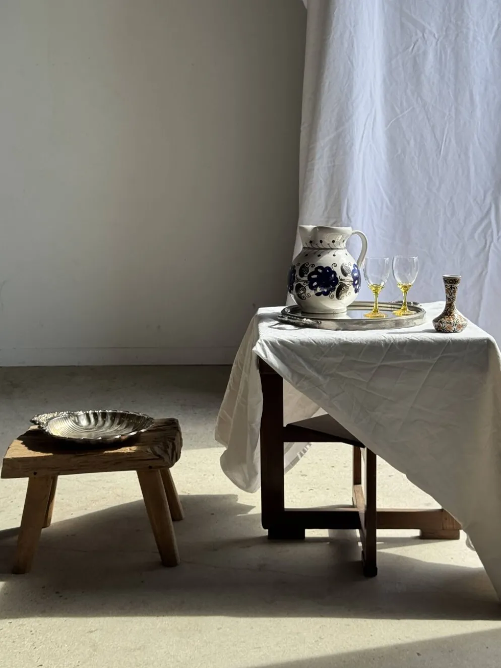 Plateau miroir circulaire à deux anses H3,5 D48