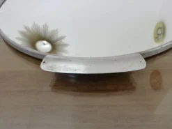 Plateau miroir rond, en métal chromé, art déco, années 30-40