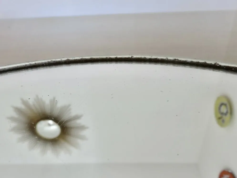 Plateau miroir rond, en métal chromé, art déco, années 30-40