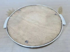 Plateau miroir rond, en métal chromé, art déco, années 30-40