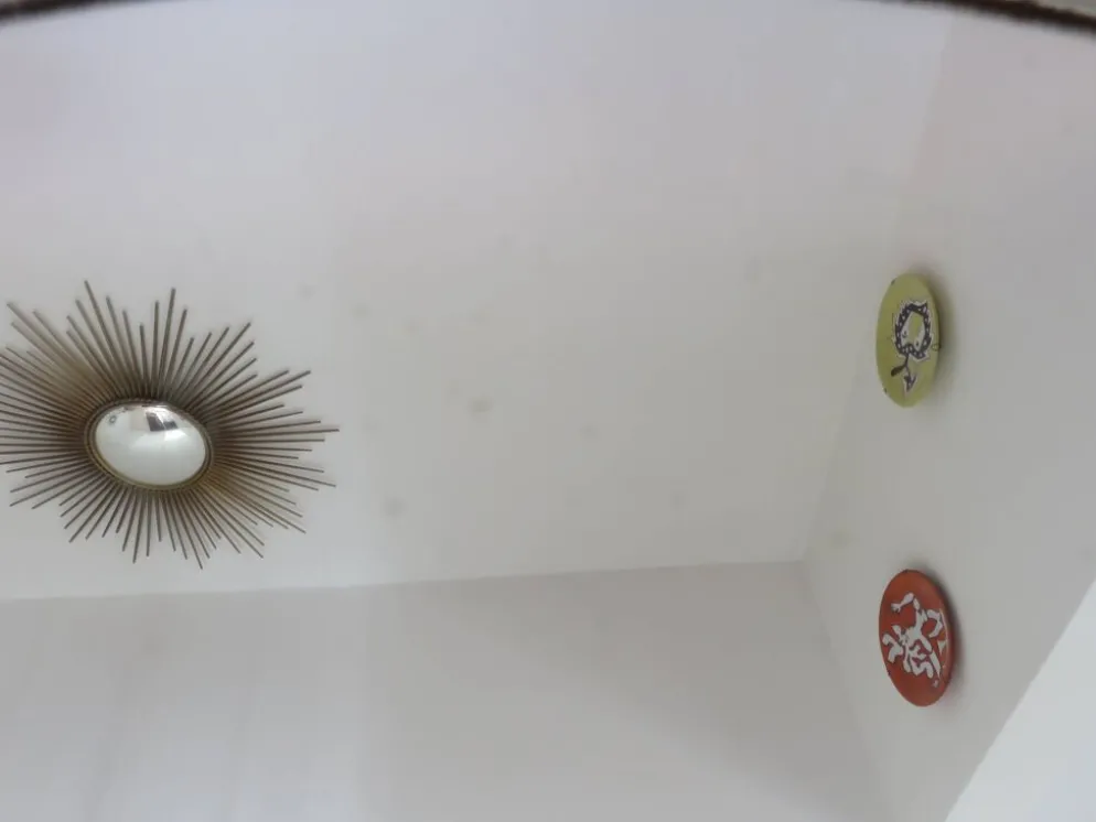 Plateau miroir rond, en métal chromé, art déco, années 30-40
