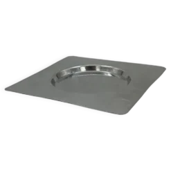 Plateau moderniste minimaliste carré en acier inoxydable avec puits rond central