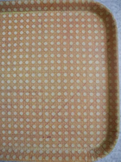 Plateau Mullerhof fibre cannage déco vintage french fiberglass tray 70s