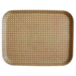 Plateau Mullerhof fibre cannage déco vintage french fiberglass tray 70s