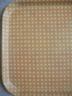 Plateau Mullerhof fibre cannage déco vintage french fiberglass tray 70s