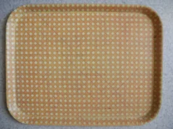 Plateau Mullerhof fibre cannage déco vintage french fiberglass tray 70s