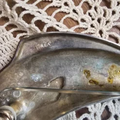 Plateau ou plat de service à poisson SILEA en verre, poignées poissons argentés