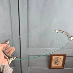 Plateau ou plat de service à poisson SILEA en verre, poignées poissons argentés