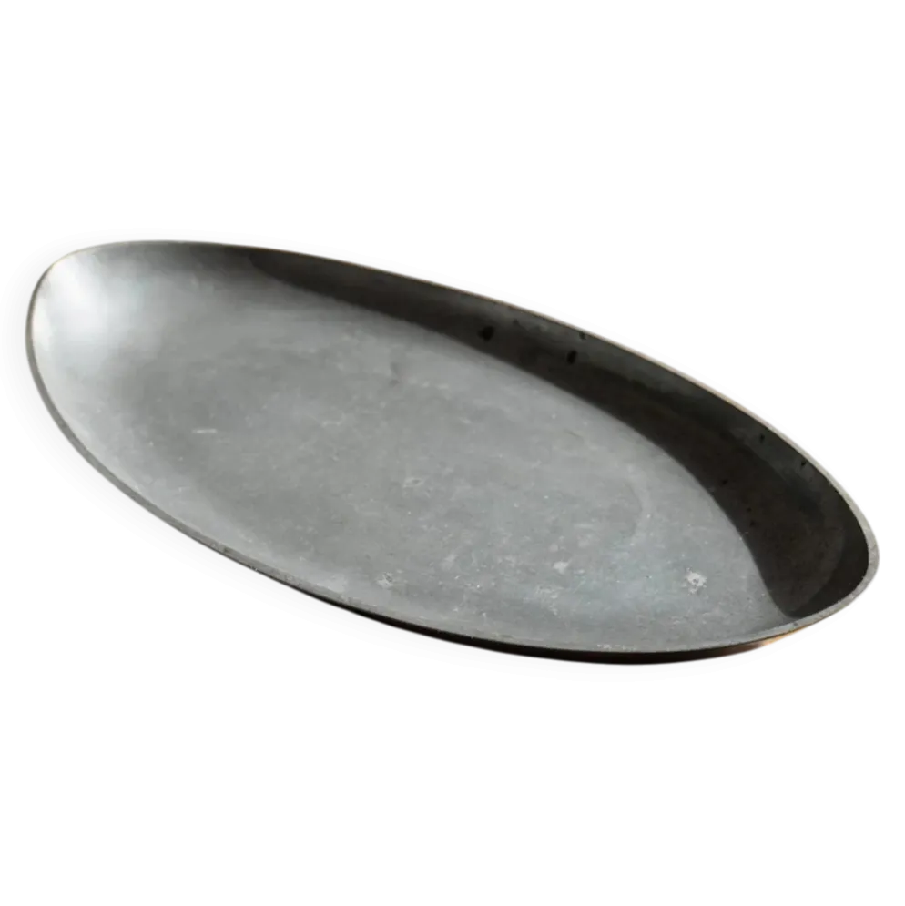 Plateau ovale vintage en étain par Just Andersen - décoration de table - Art déco Danemark - années 1930