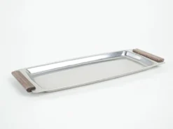 Plateau rectangulaire en acier inoxydable, design danois, années 1970, fabriqué au Danemark