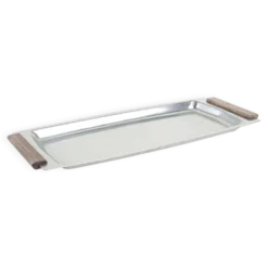 Plateau rectangulaire en acier inoxydable, design danois, années 1970, fabriqué au Danemark
