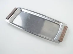 Plateau rectangulaire en acier inoxydable, design danois, années 1970, fabriqué au Danemark