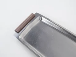 Plateau rectangulaire en acier inoxydable, design danois, années 1970, fabriqué au Danemark