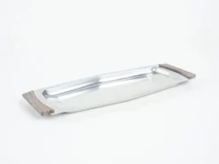 Plateau rectangulaire en acier inoxydable, design danois, années 1970, fabriqué au Danemark