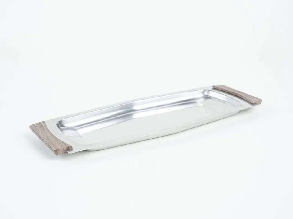 Plateau rectangulaire en acier inoxydable, design danois, années 1970, fabriqué au Danemark