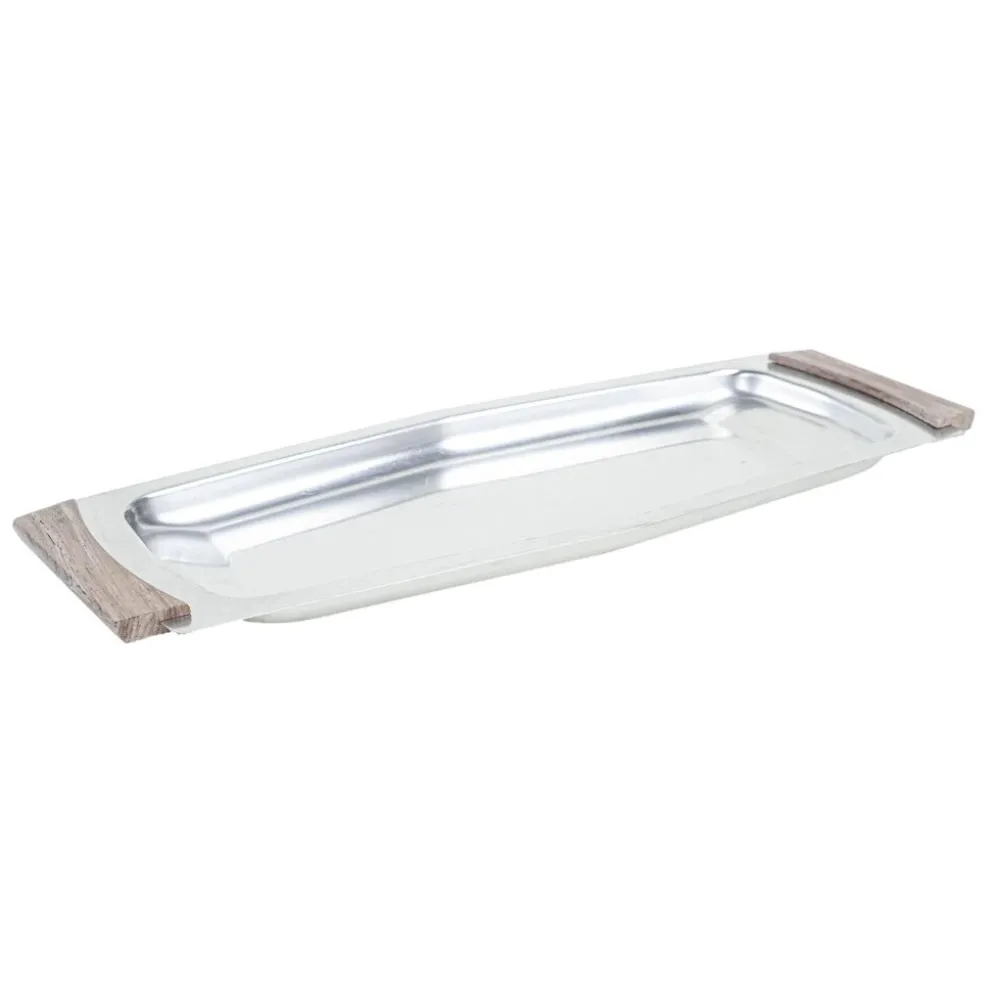 Plateau rectangulaire en acier inoxydable, design danois, années 1970, fabriqué au Danemark