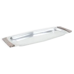 Plateau rectangulaire en acier inoxydable, design danois, années 1970, fabriqué au Danemark