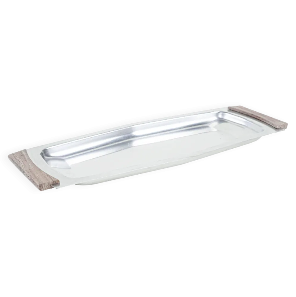 Plateau rectangulaire en acier inoxydable, design danois, années 1970, fabriqué au Danemark