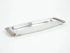 Plateau rectangulaire en acier inoxydable, design danois, années 1970, fabriqué au Danemark