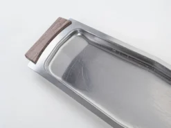 Plateau rectangulaire en acier inoxydable, design danois, années 1970, fabriqué au Danemark